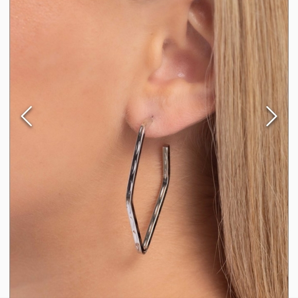 Winning Edge Silver Hoop Earrings Post - Picture 2 of 3